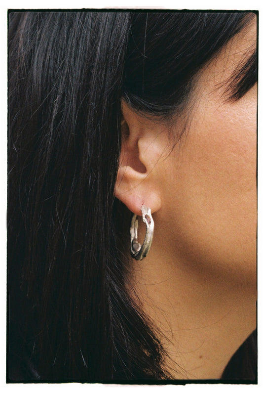 Carlota Brogueira 11:11 Silver Hoops with Tourmaline gemstones