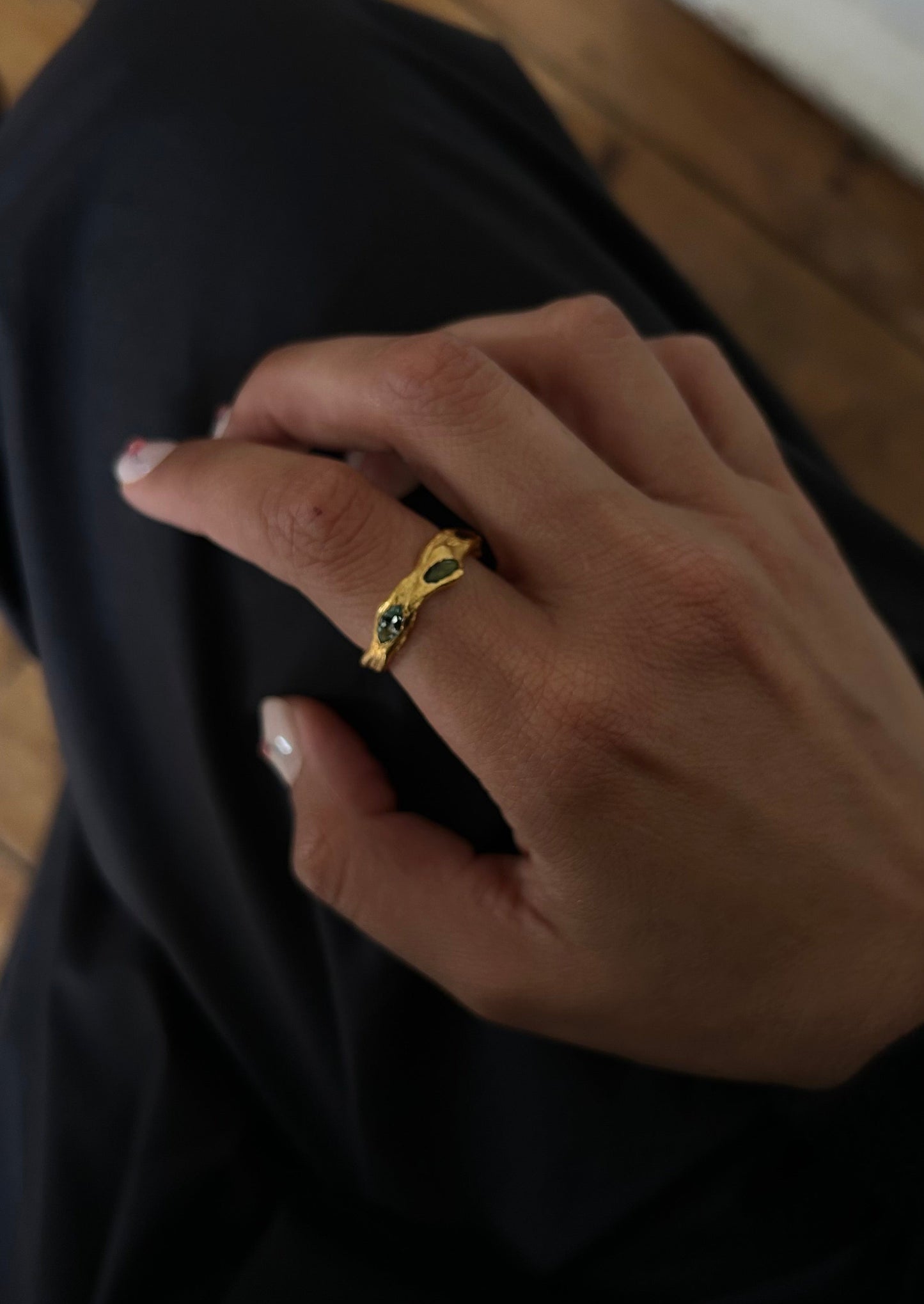 Circle of Intention Ring with Tourmaline Gemstones