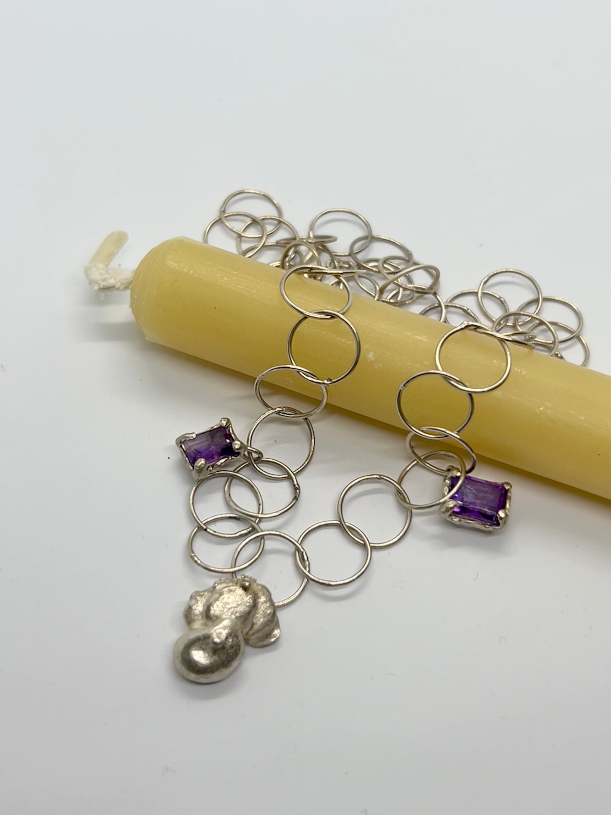 Eternal Flame Chain necklace w/Amethyst