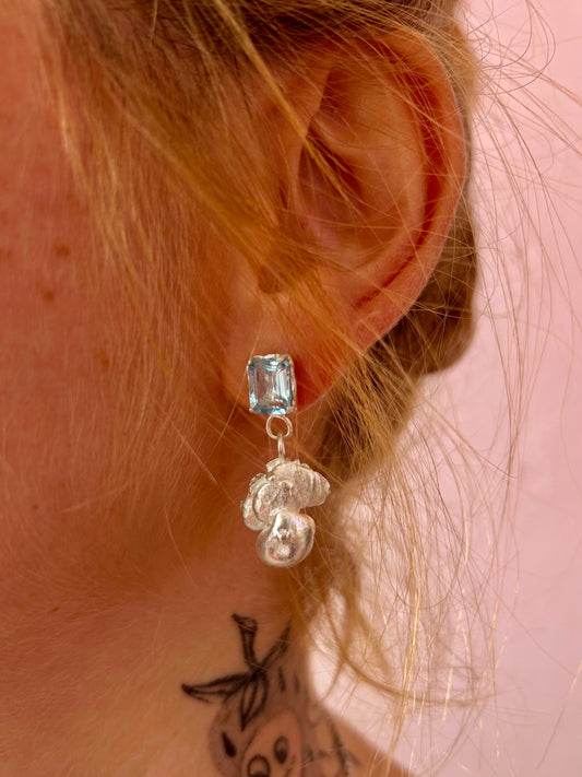 Aura Drop Earring with Amethyst or Topaz Gemstone