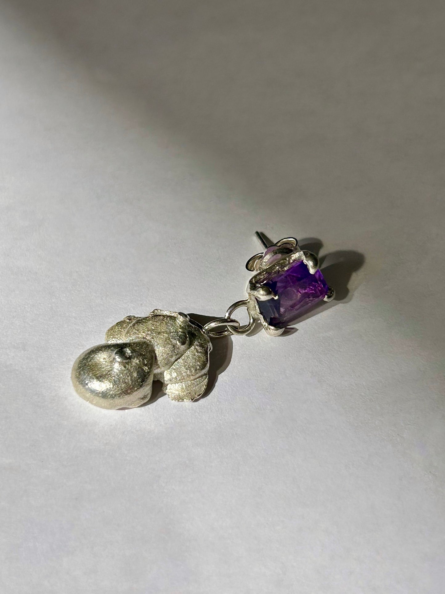 Aura Drop Earring with Amethyst or Topaz Gemstone